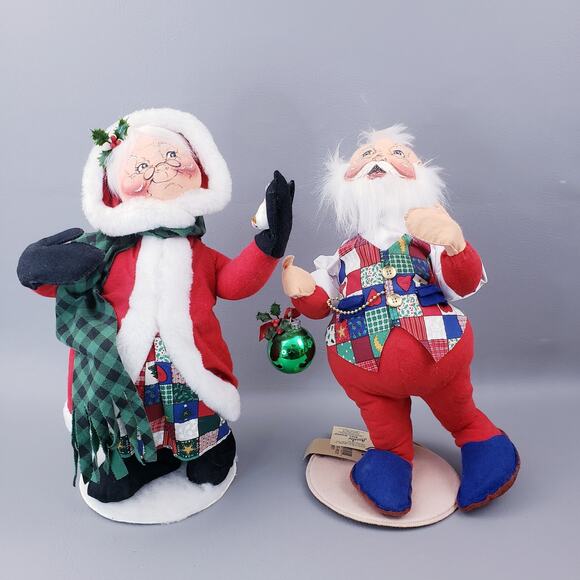Vintage 1997 Annalee 18" Santa Cluas & Mrs Claus Mobilitee Dolls Rare - Picture 2 of 13